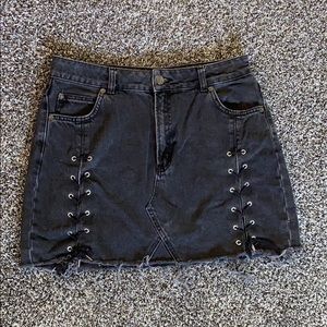 Topshop black denim skirt